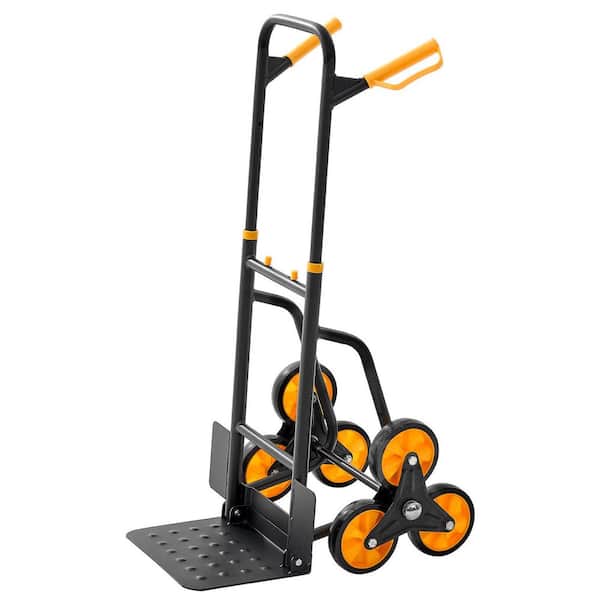 Stair Climbing Cart, Heavy-Duty Trolley Cart with Telescoping Handle, 6 Wheels and 2 Bungee Cords, 440 lbs. Hand Truck