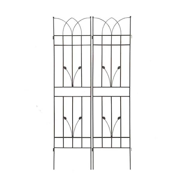 Sudzendf 71 in. Outdoor Garden Metal Rustproof Plant Climbing Trellis Brown, 2 Pieces