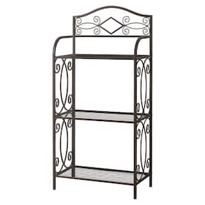 SignatureHome 19 in. W x 40 in. H x 11 in. D Material Metal Shape Rectangular Flat End 3-Tier Shelf in Pewter Finish