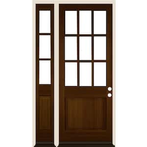 50 in. x 96 in. 9-Lite with Beveled Glass Left Hand Provincial Stain Douglas Fir Prehung Front Door Left Sidelite