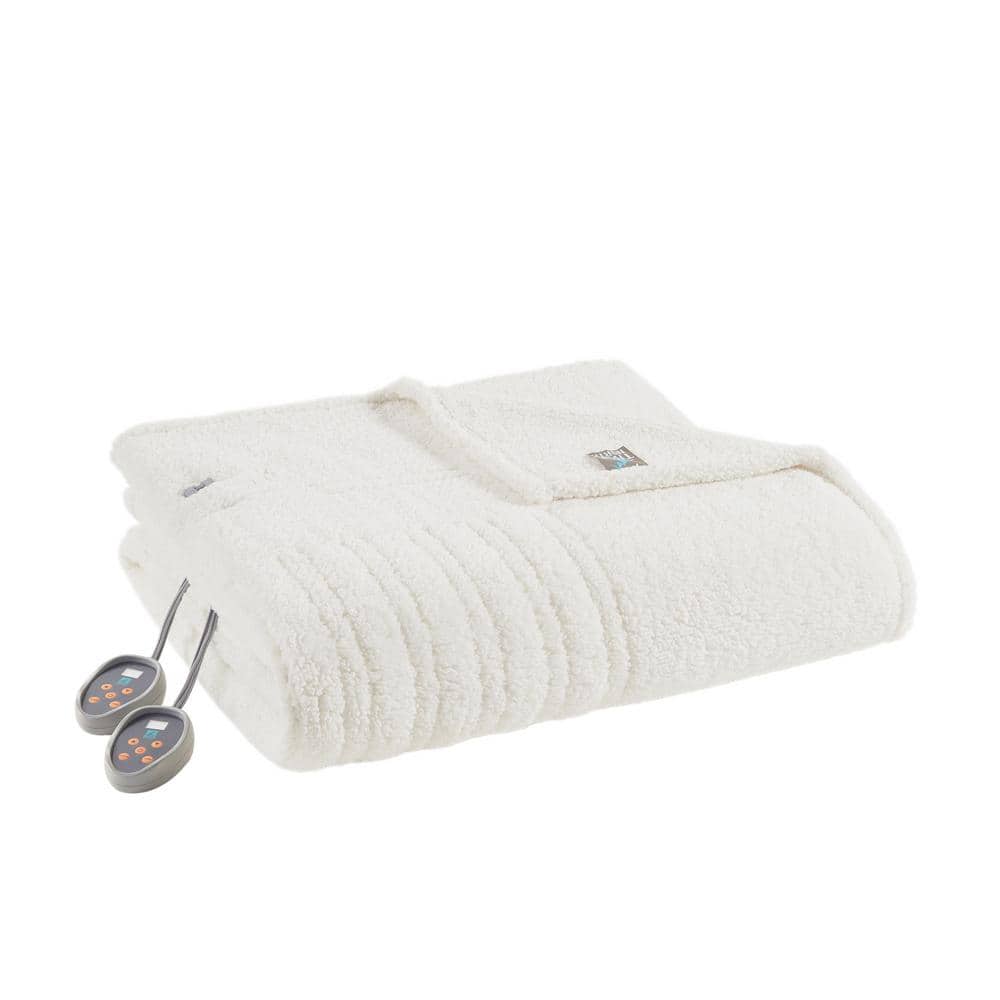 Twin Ivory Sherpa Reversible Heated Blanket