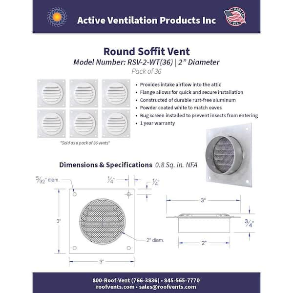 Vent Masters Store 1 Round white screened vent - bag of 6