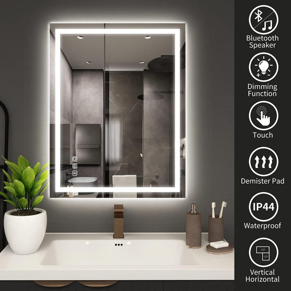 40" x 28" Frameless Rectangular LED Bathroom Vanity Mirror