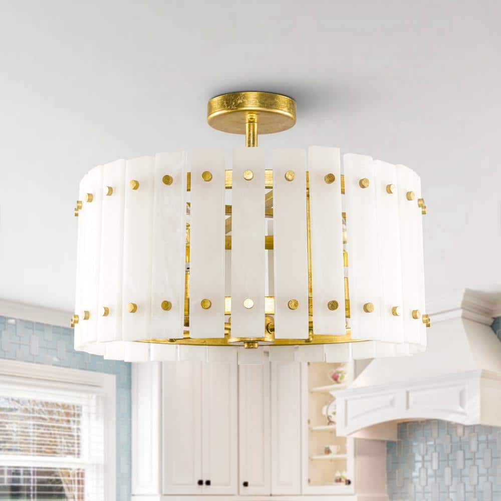 17.7 in. 4-Light Modern Drum Semi-Flush Mount Ceiling Light with Marble Shade price history on PriceWatchPro
