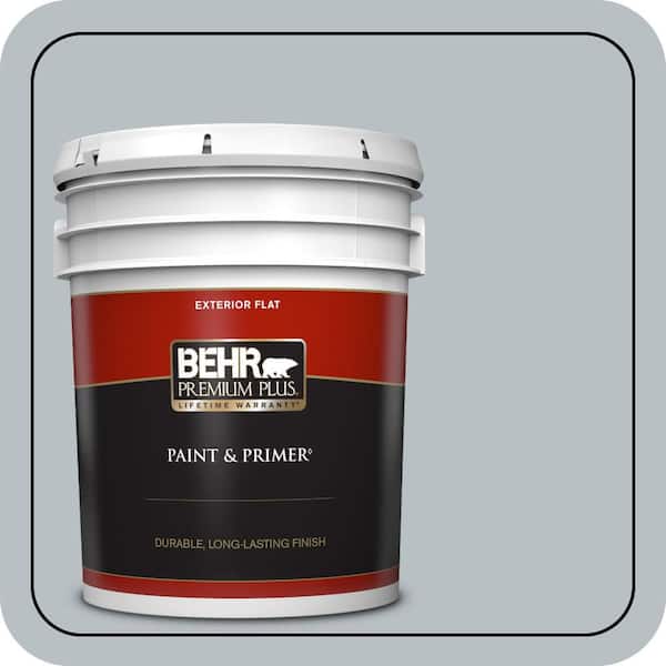 BEHR PREMIUM PLUS 5 gal. #750E-3 Skyline Steel Flat Exterior Paint & Primer