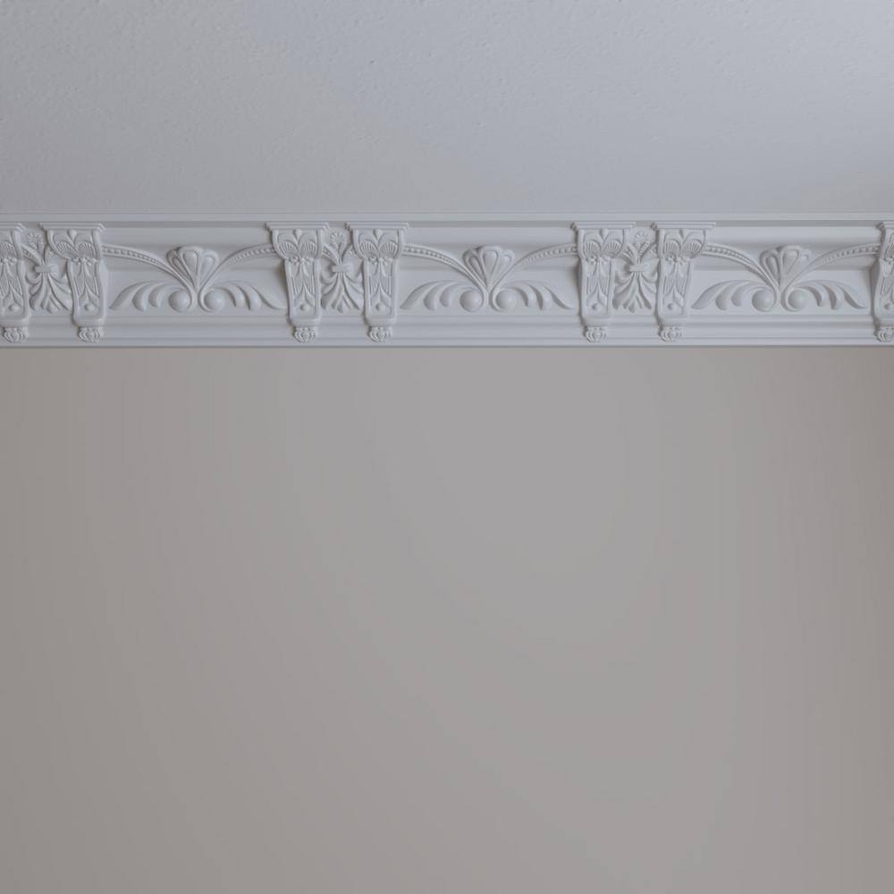 Elegant White Polyurethane Crown Moulding with Ornate Design