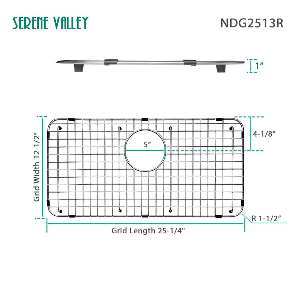 25.24" x 12.48" Stainless Steel Sink Grid with Rear Drain