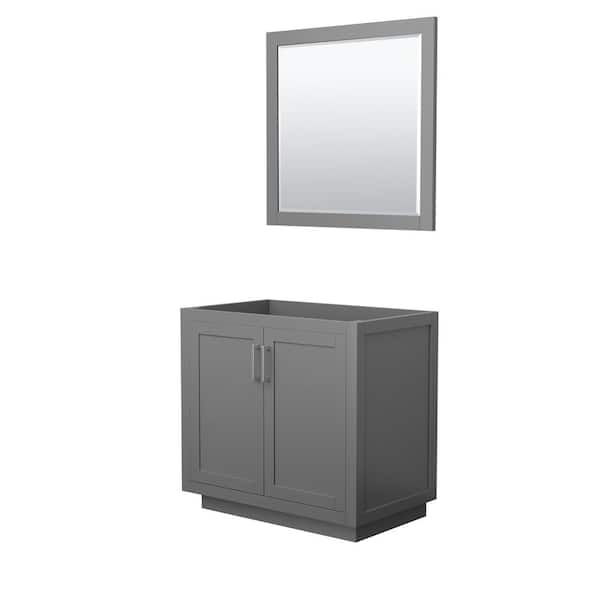 Wyndham Collection Miranda 35.25 in. W x 21.75 in. D Single Bath Vanity Cabinet Only with Mirror in Dark Gray
