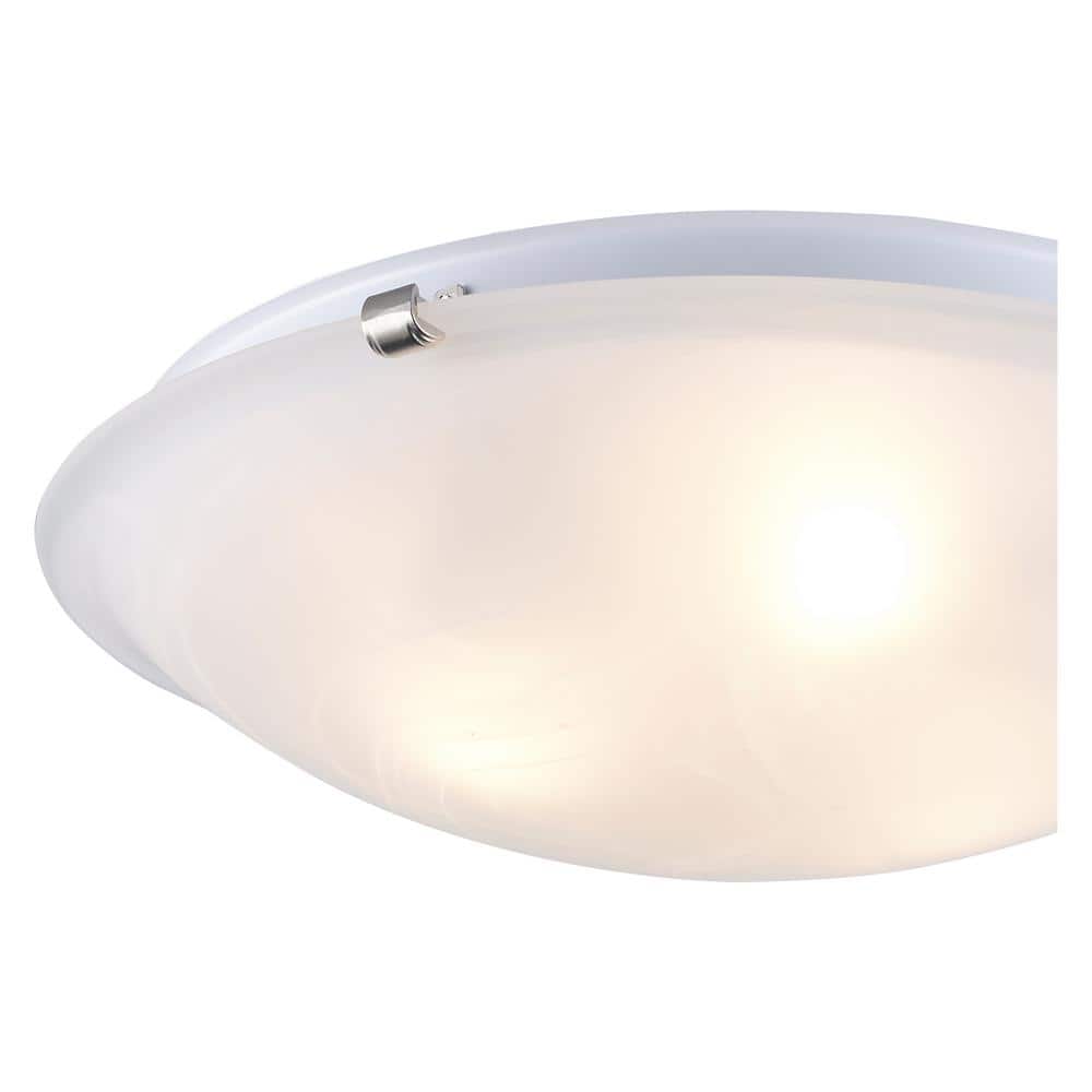 Cracka 15" Brushed Nickel Contemporary Flush Mount with Marbleized Glass