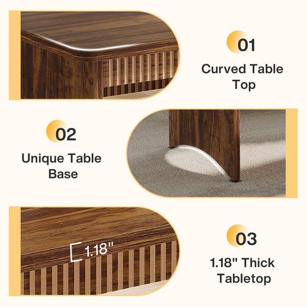BYBLIGHT Halan 3-Piece Rectangle Rustic Brown Wood Top BYBLIGHT Halan 3-Piece Rectangle Rustic Brown Wood Top