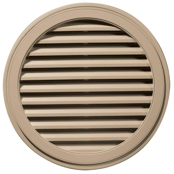 Builders Edge 36 in. x 36 in. Round Brown/Tan Plastic UV Resistant Gable Louver Vent