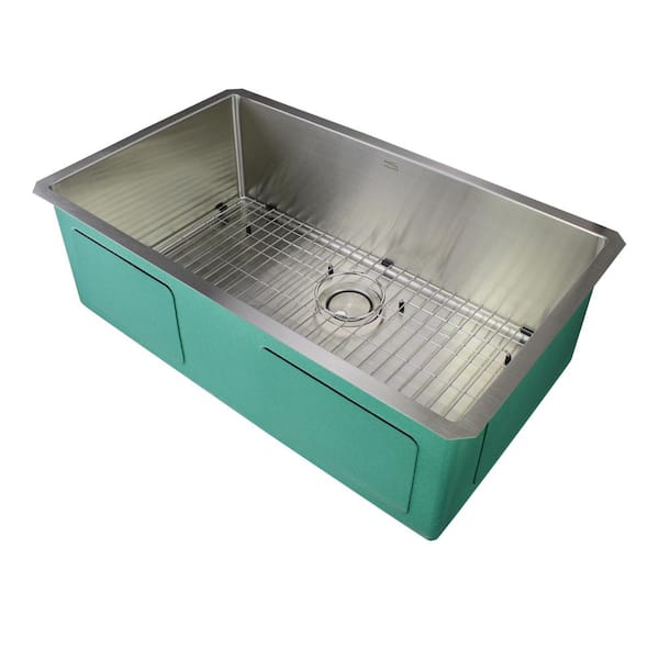 Transolid Diamond Undermount Stainless Steel 32 in. Single Bowl Kitchen Sink in Brushed