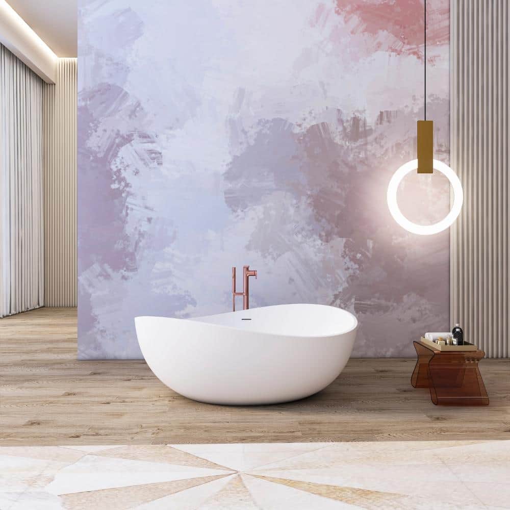 68.9 Inch Freestanding Solid Surface Bathtub, Modern Soaking Tub for Bathroom Renovation price history on PriceWatchPro