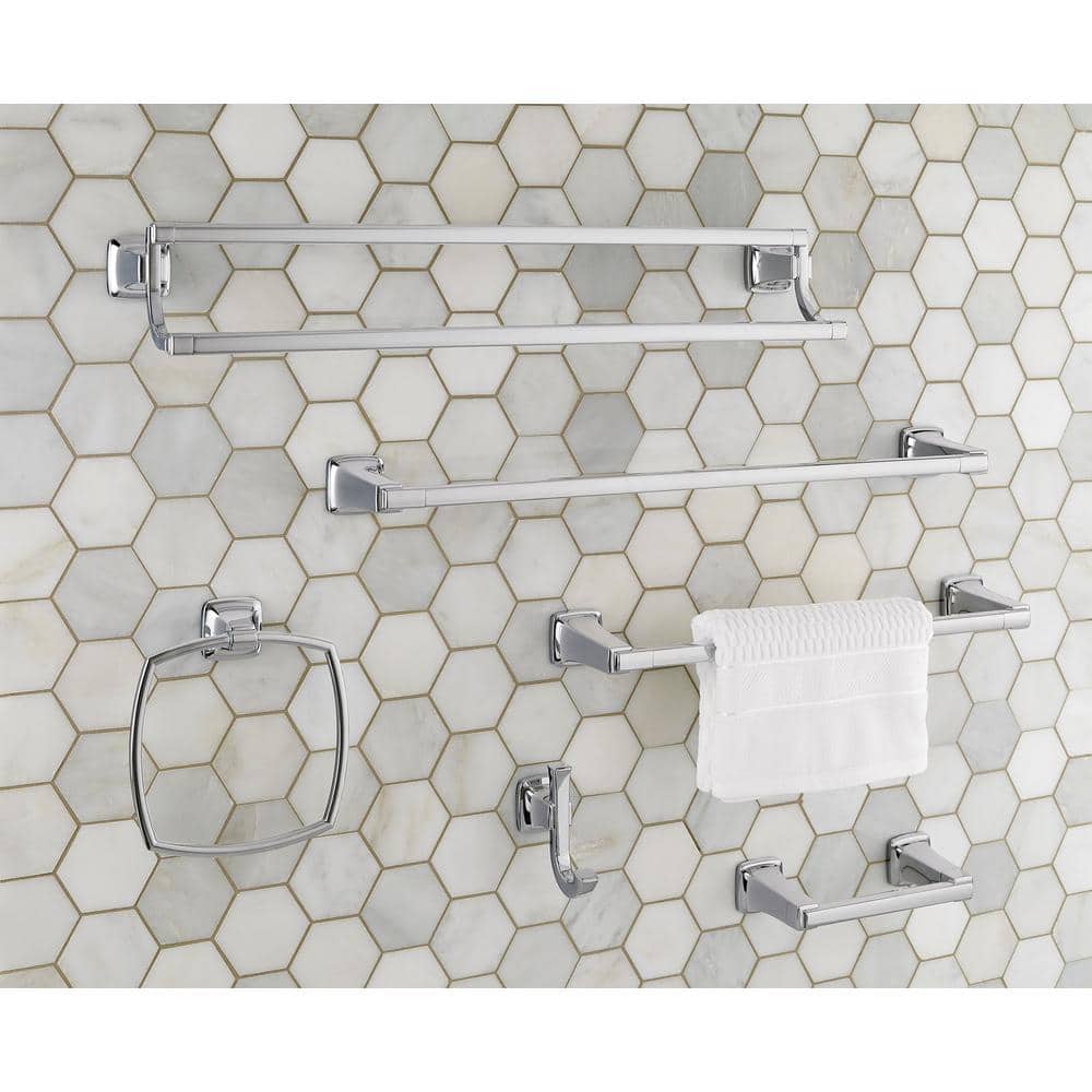 Polished Chrome Double Robe Hook with Structured Design