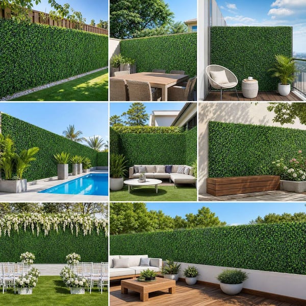 LHY 12- Piece 20 in. x 20 in. Artificial Boxwood Panels, Grass