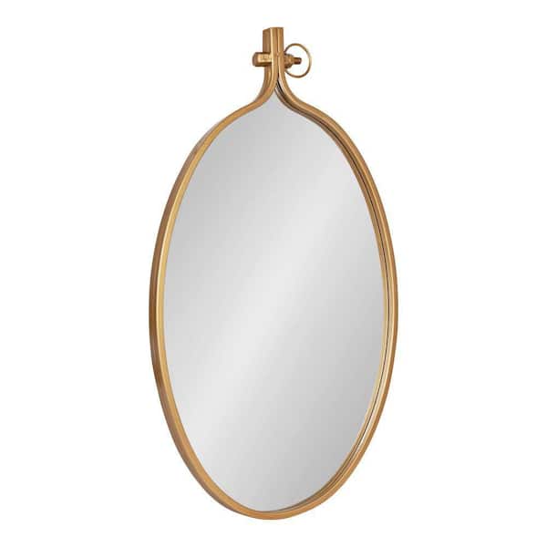 Kate and Laurel Yitro 34.01 in. H x 20.00 in. W Oval Metal Framed Gold Mirror