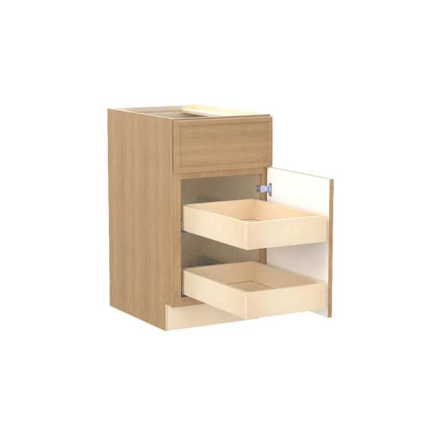 Home Decorators Collection Franklin 18 in. W x 24 in. D x 34.5 in. H Assembled Plywood Base Kitchen Cabinet in Vanguard Oak with 2ROT Soft Close RH