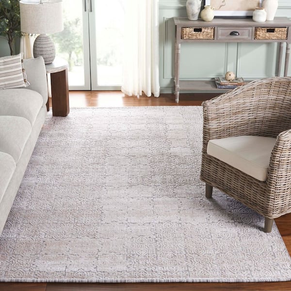 Mirage 6 ft. x 9 ft. Stone High-Low Geometric Trellis Area Rug