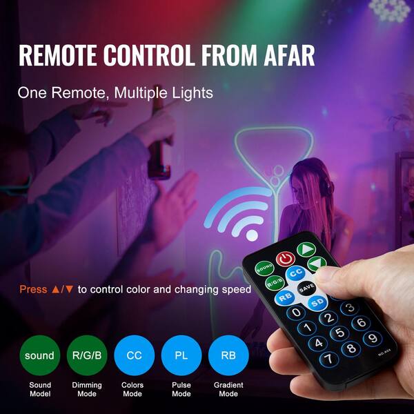VEVOR 36LED RGB Stage Light PAR20 8-Watt 4000K Light 7-Mode DMX Beam Disco Light 1 Bulb Included Indoor (4-Pack)