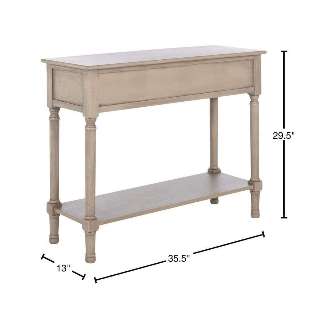 Peyton 40'' Off-White and Brown Wood Console Table with Storage