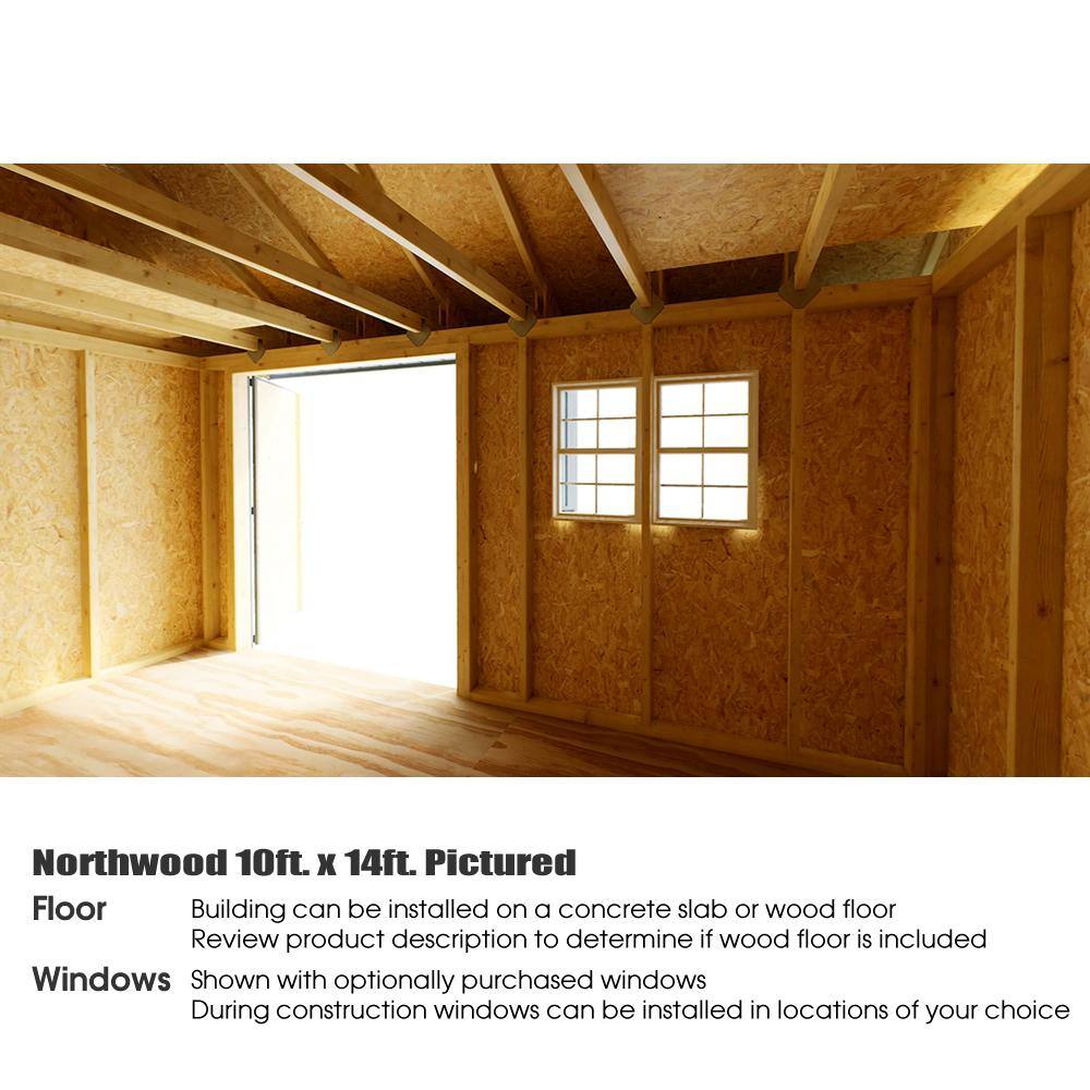Northwood 10' x 14' Brown Wood Storage Shed Kit with Windows
