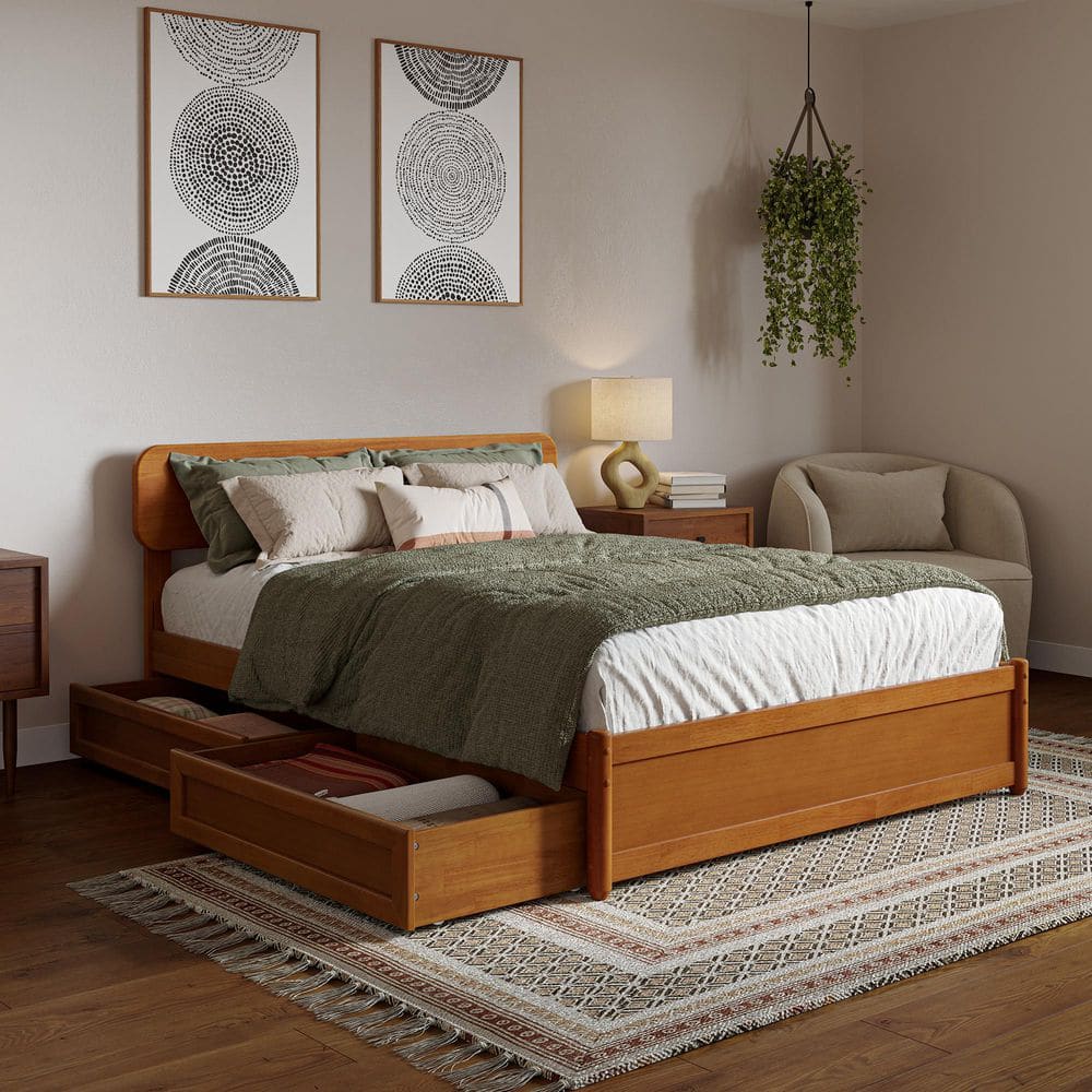 AFI Capri Light Toffee Natural Bronze Solid Wood Frame Full Platform ...