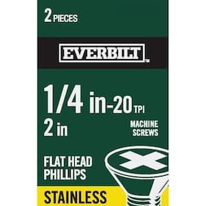 1/4 in.-20 x 2 in. Phillips Flat Head Stainless Steel Machine Screw (2-Pack)