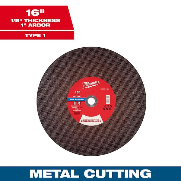 16 in. x 1/8 in. x 1 in. Performance Plus Metal Cut Off Wheel - Type 1