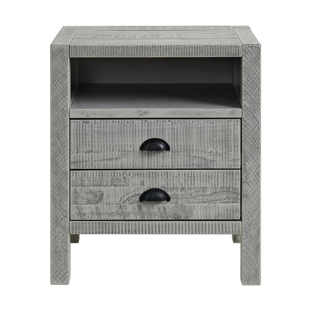 Arden Driftwood Gray Pine Wood 4-Piece King Bedroom Set