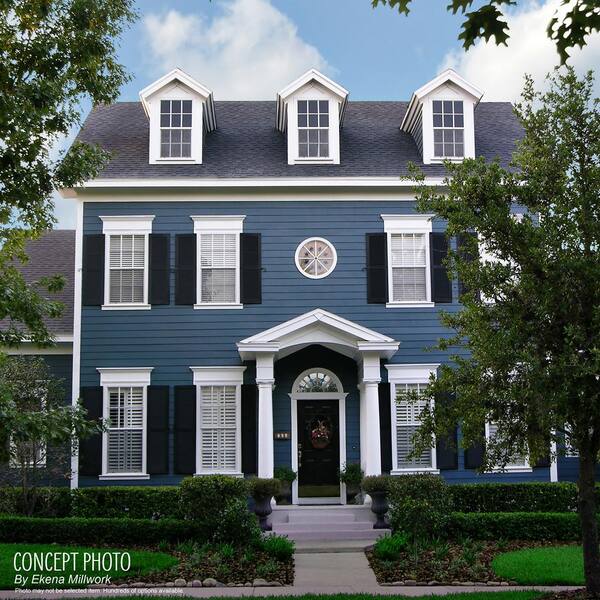 Dark Blue House Black Shutters
