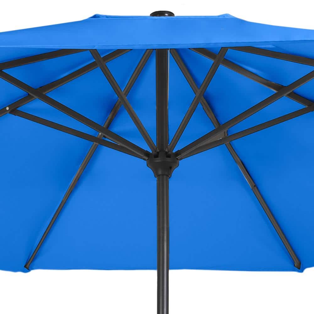 Brilliant Blue 9 ft. Round Aluminum Market Patio Umbrella