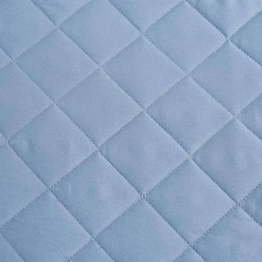 Light Blue Twin Microfiber Reversible Quilt Set