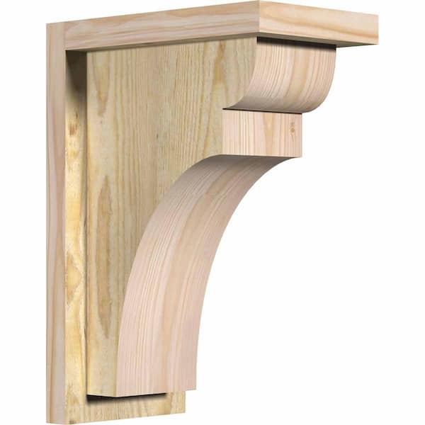 Ekena Millwork 6 in. x 10 in. x 14 in. Douglas Fir Yorktown Rough Sawn Corbel with Backplate