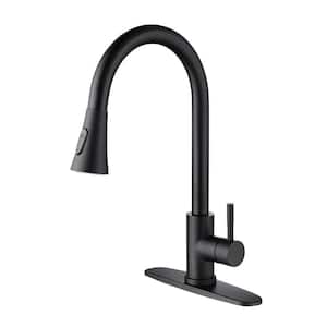 Contemporary Single-Handle Pull-Out Sprayer Kitchen Faucet in Matte Black