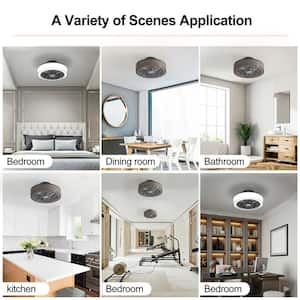 16 in. Gray Indoor Small LED Ceiling Fan with Remote