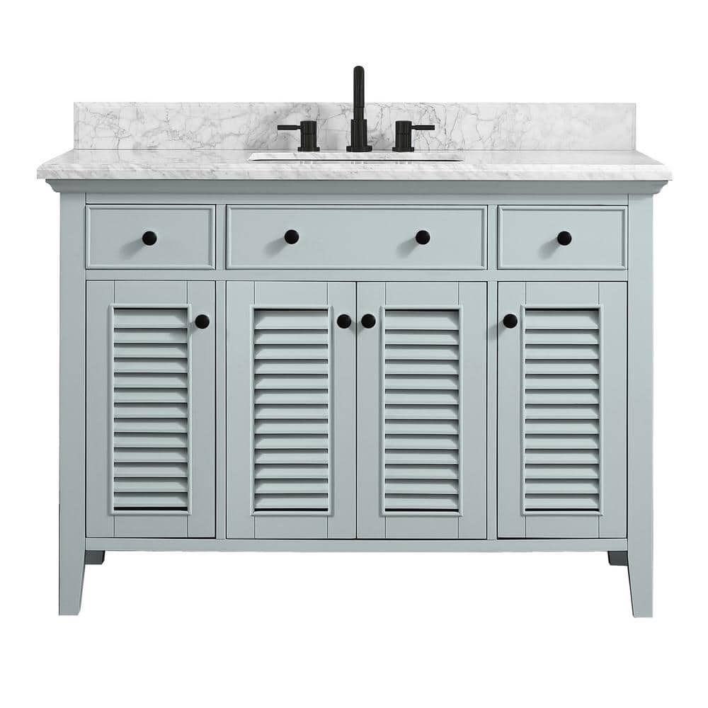 Reviews For Home Decorators Collection Fallworth 49 In W X 22 In D Bath Vanity In Light Green With Marble Vanity Top In Carrara White With White Basin 19115 Vs49 Lg The Home Depot