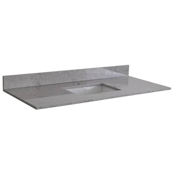Boyel Living 49 in. W x 22 in. D Engineered Stone Composite Vanity Top in Gray with White Rectangular Single Sink - Single Hole