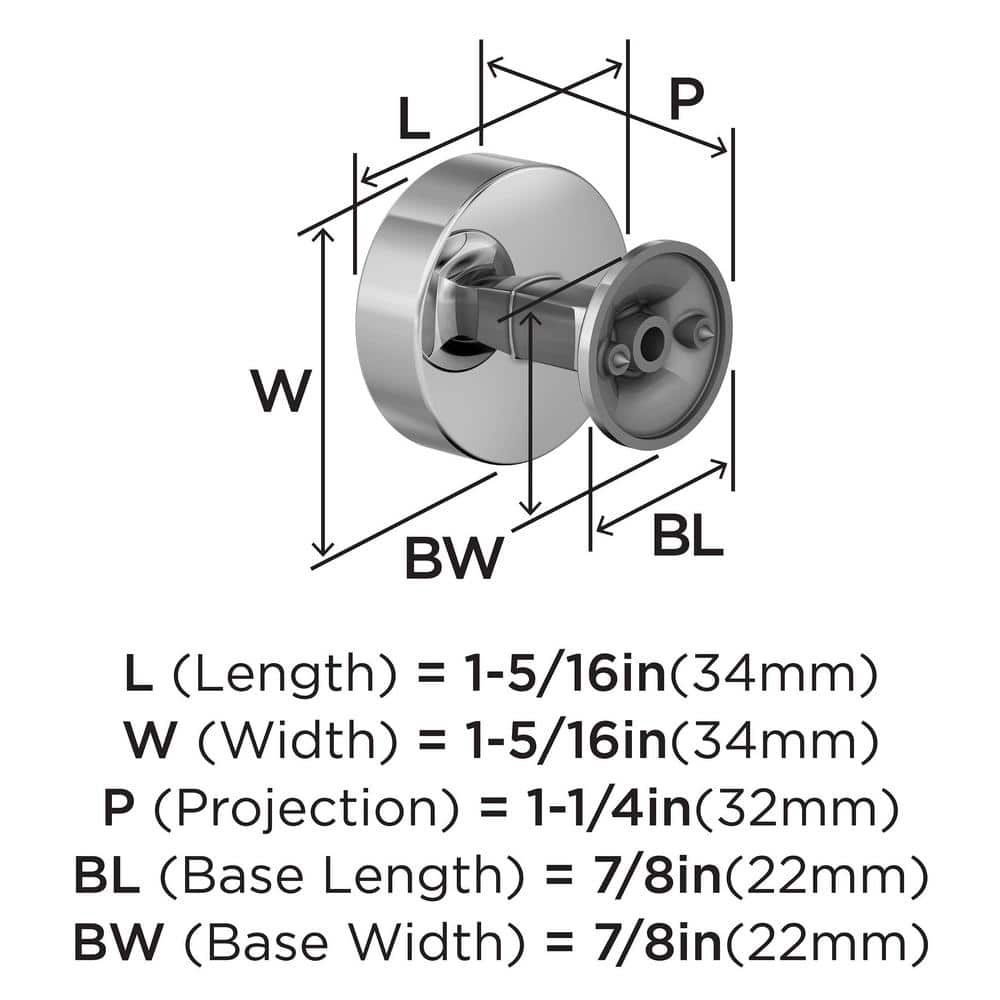 Everett 1-5/16" Polished Chrome Round Cabinet Knob