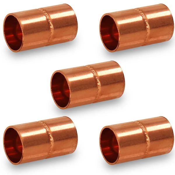 PLUMBFLEX 5/8 in. Straight Copper Coupling Fitting with Rolled Tube Stop (5-Pack)