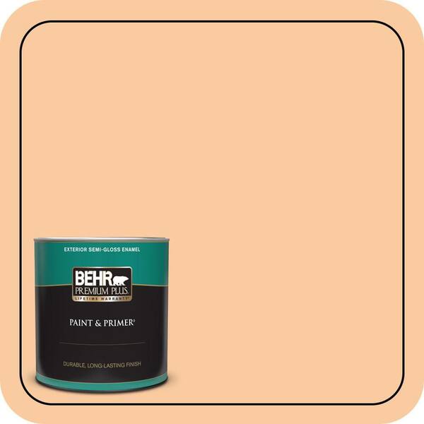 BEHR PREMIUM PLUS 1 qt. #290C-3 Chai Latte Semi-Gloss Enamel Exterior Paint & Primer