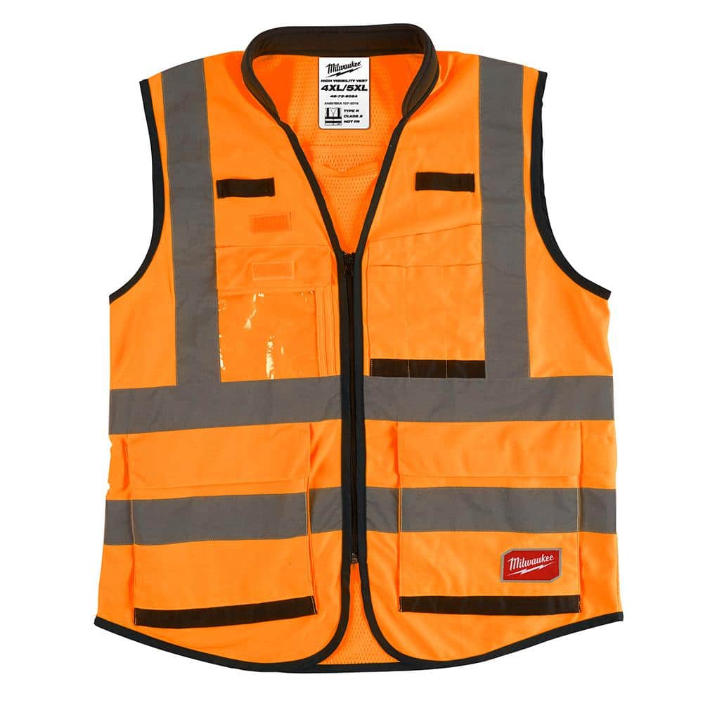 Case of 50 - Safety Vests, Orange Mesh Class II, SZ. M - 4XL