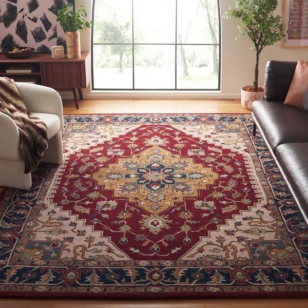 Heritage 8 ft. x 10 ft. Red/Ivory Ornate Border Area Rug