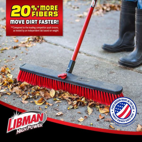 24 in. High Power Multi-Surface Push Broom with 60 in. Steel Handle (2-Pack)