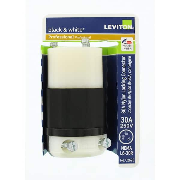 Leviton 30 Amp 250-Volt Locking Connector, Black and White R50