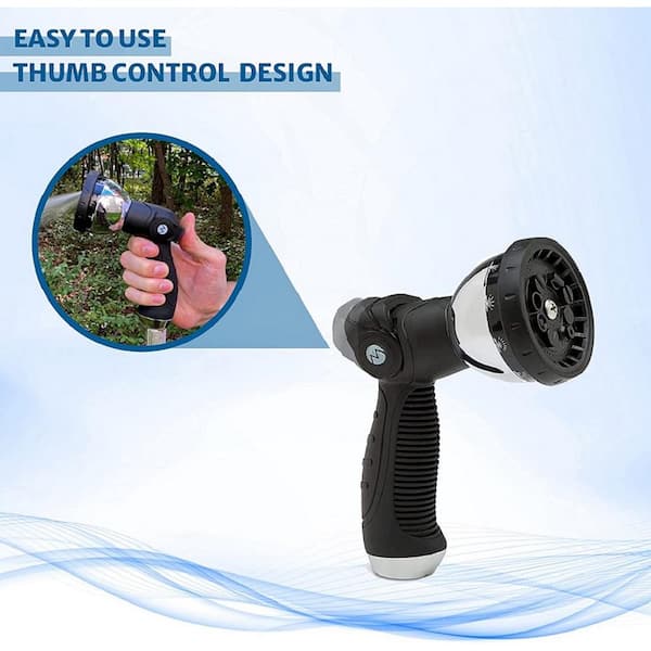 6 Spray Pattern Dial Garden Hose Gun Head Soft Grip Handle Multi Water Sprayer 