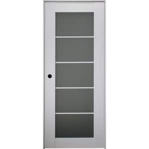 Smart Pro 5-Lite 24 in. x 84 in. Right-Hand Frosted Glass Solid Composite White Wood Single Prehung Interior Door