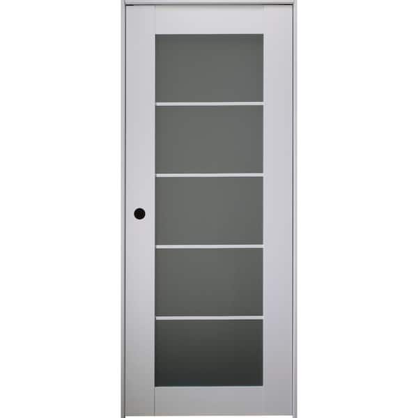 Belldinni Smart Pro 5-Lite 24 in. x 96 in. Right-Hand Frosted Glass Solid Composite White Wood Single Prehung Interior Door