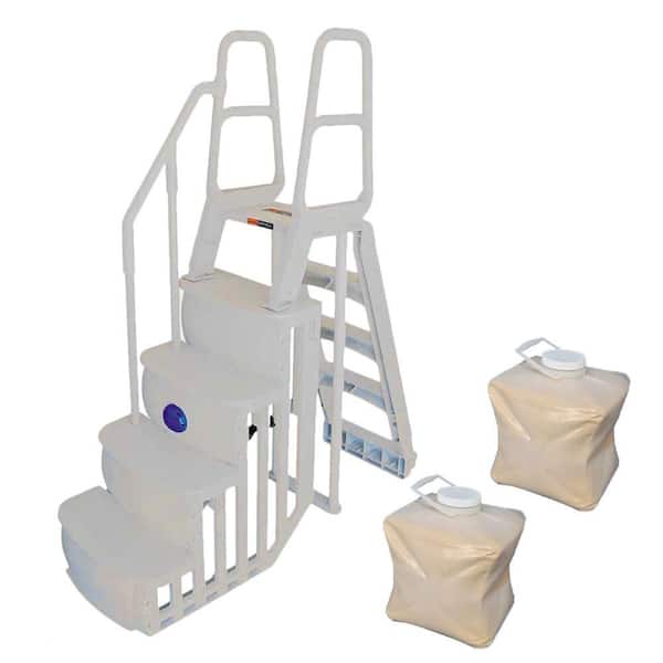 Main Access Step and Ladder System Plus 2 Sand Weights for Above Ground Pool