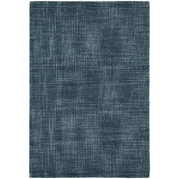 Crosshatch Hand Micro Hooked Wool Denim 8 ft. x 10 ft. Indoor Area Rug