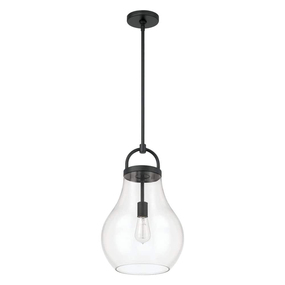Mansfield 12-inch 1-light Matte Black Pendant Light with Clear Glass Shade price history on PriceWatchPro